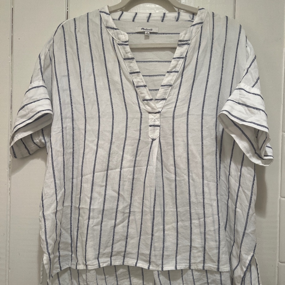 Madewell  navy and white stripe top